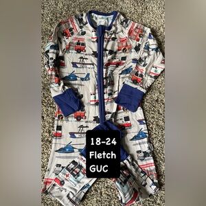 Fletch Kids One Piece Footie - Blue and Gray